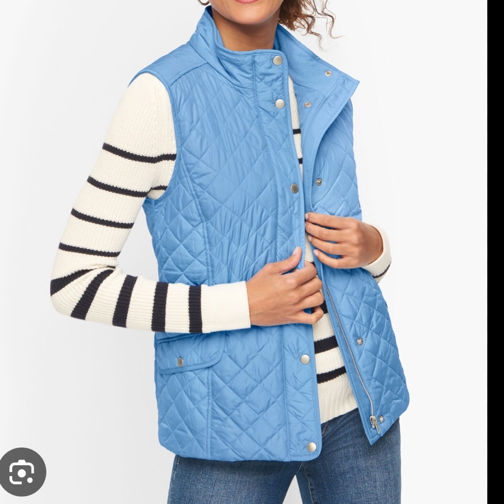Talbots Diamond Blue Quilted button up vest